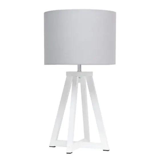 Simple Designs 19" Interlocked Triangular White Wood Table Lamp with Gray Shade White and Gray {1}