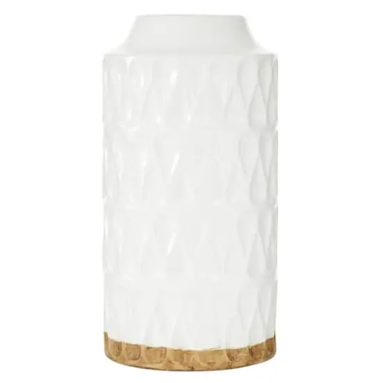 16" White Porcelain Contemporary Vase {1}
