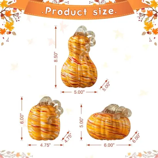 Glitzhome&reg; Multi Stripes Glass Pumpkin & Gourd Set {9}