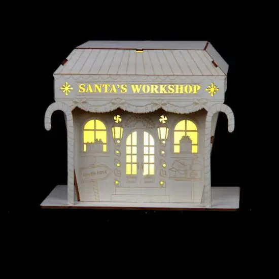7" Unfinished Santa's Workshop DIY LED Wood D&eacute;cor by Make Market&reg; {3}