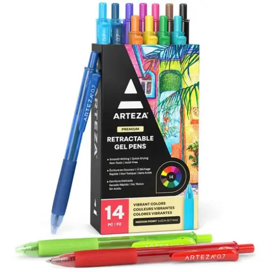 Arteza&reg; Vibrant Colors Retractable Gel Pen Set {1}