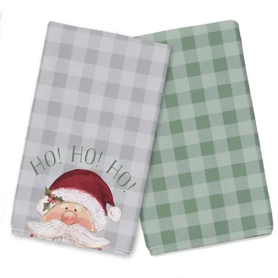 Ho Ho Ho Santa Check Tea Towel Set {1}