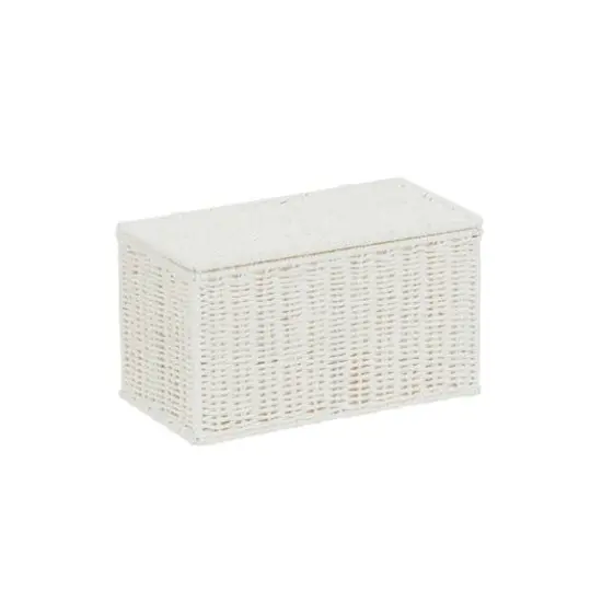 Household Essentials Small White Wicker Basket with Lid {1}