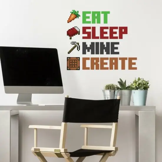 RoomMates Minecraft Eat Sleep Mine Create Peel & Stick Wall Decals {3}