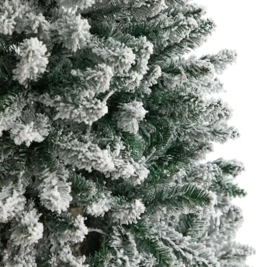 6ft. Pre-Lit Slim Flocked Montreal Fir Artificial Christmas Tree {6}