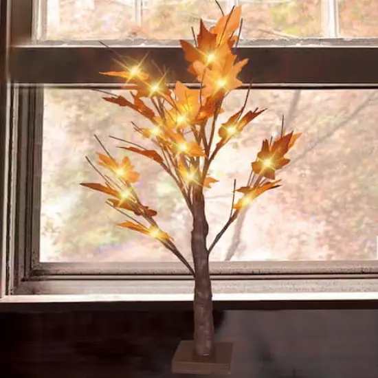 2ft. Pre-Lit Maple Artificial Tree, Clear LED Lights {3}