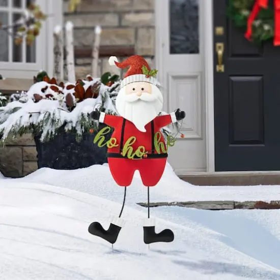 Glitzhome&reg; 36" Metal Santa HOHOHO Yard Stake {5}