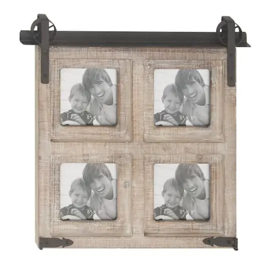 4 Opening Brown 5" x 5" Wood Farmhouse Frame {1}