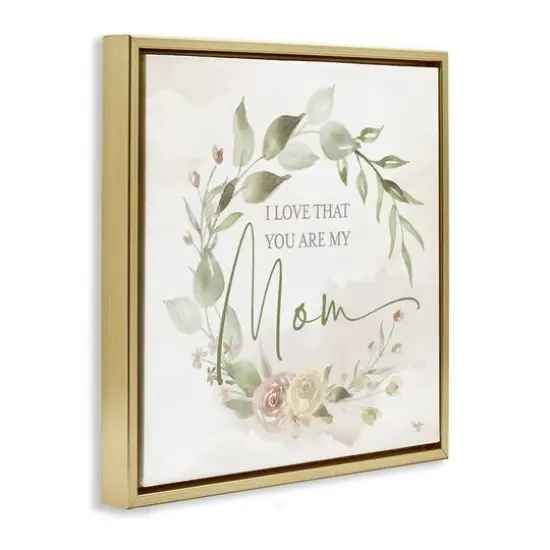 Stupell Industries Mother's Day Rose Wreath Floater Framed Art Gold {4}