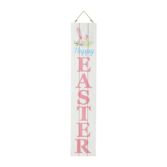 Glitzhome&reg; 42'' Happy Easter & Welcome Wooden Double-Sided Porch Sign {6}