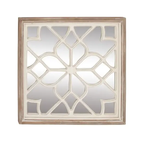 White Vintage Wood Wall Mirror, 30" x 30" {1}