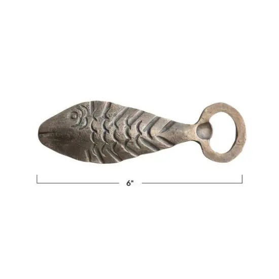 Hello Honey&reg; 6" Antique Gold Coastal Metal Fish Shaped Bottle Opener {3}