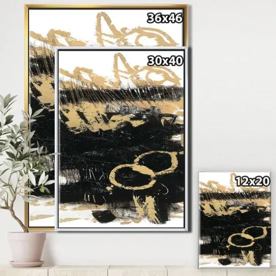 Designart - Gold and Black drift III - Modern Glam Canvas in Gold Frame {4}