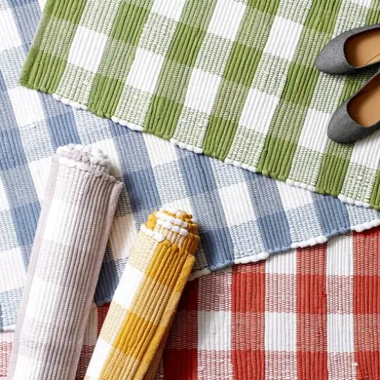 DII&reg; Buffalo Check Rag Rug, 26" x 40" Stonewash Blue and White {8}