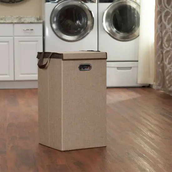 Household Essentials 26" Laundry Hamper with Lid Beige {3}