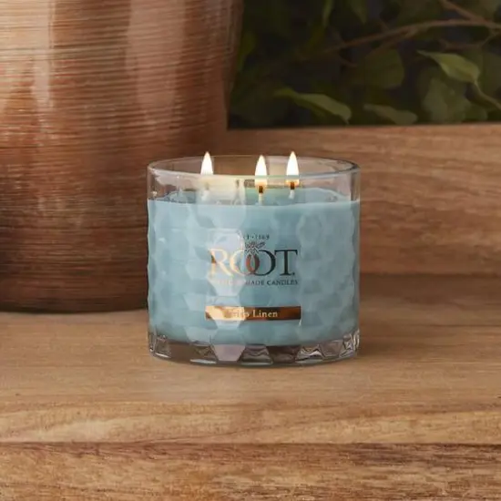 Root Candles Signature 3-Wick Honeycomb Beeswax Blend Jar Candle Crisp Linen {3}