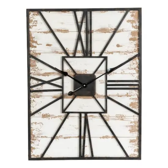 Glitzhome&reg; 31.5" Oversized Farmhouse Wooden & Metal Rectangle Wall Clock {1}