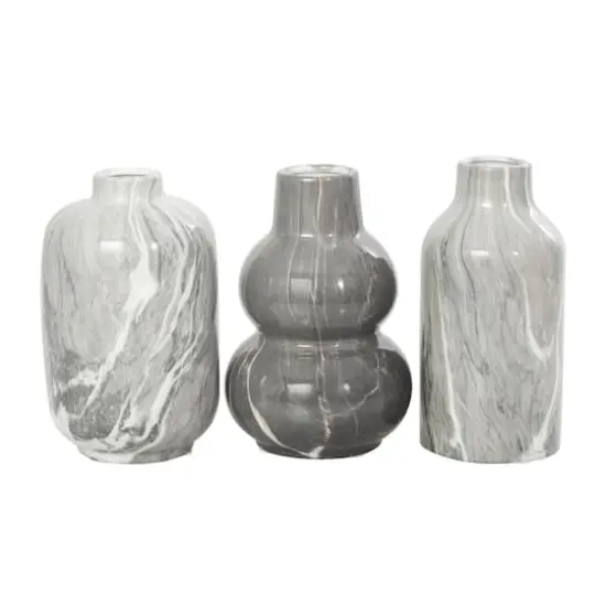 Gray Marble Inspired Ceramic Vase Set {1}