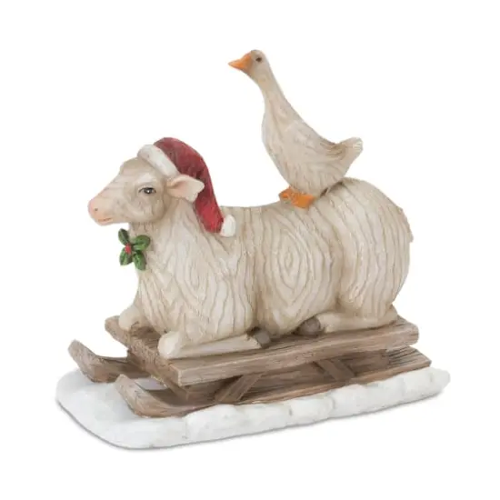 Farmhouse Santa on Sled Figurine Set {4}