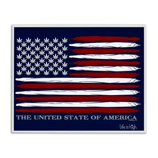 Stupell Industries Herb America Flag Framed Giclee Art White {1}