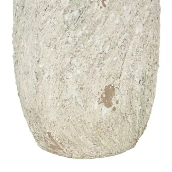 15.5" Cream Magnesium Oxide Antique Textured Amphora Decorative Vase with 2 Small Handles {8}
