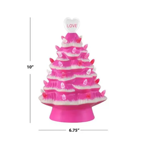 10" Hot Pink Miss Valentine Ceramic Tree {4}