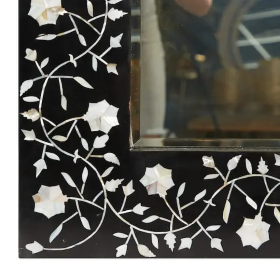 Black Wood Wall Mirror, 47" x 30" {4}