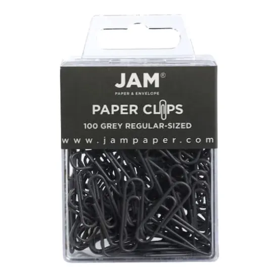 JAM Paper 1" Colorful Standard Paper Clips, 2 Packs of 100 Gray {1}