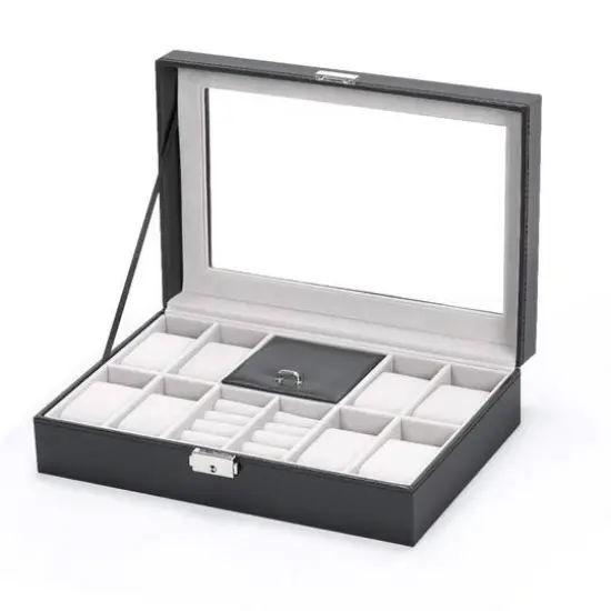 Charcoal Black Grand Ebony Jewelry Watch Box {1}