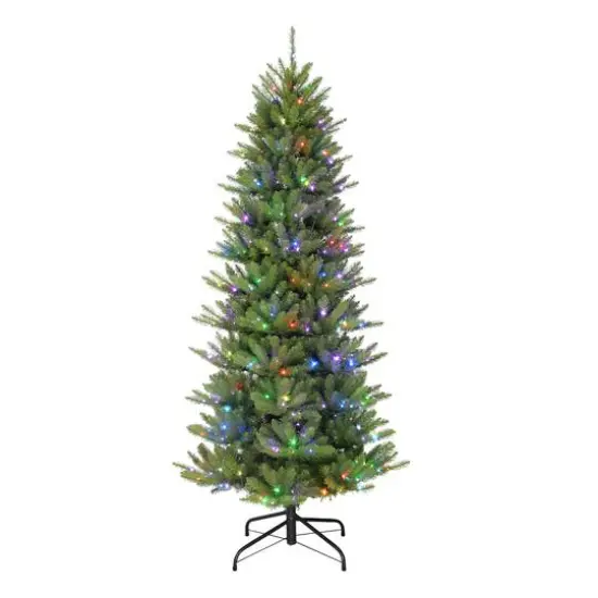 7.5ft. Pre-Lit Sure-Lit Pole&reg; Slim Fraser Fir Artificial Christmas Tree, Multicolor LED Lights {4}