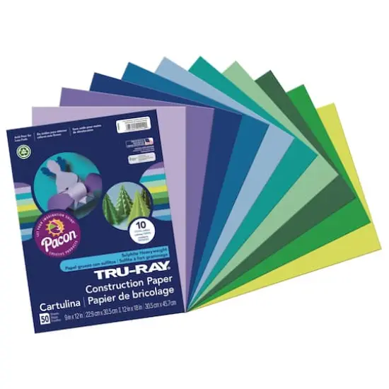 Pacon&reg; Tru-Ray Cool Colors Construction Paper, 9" x 12" {5}