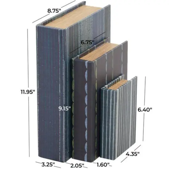Gray & Blue Stripe Faux Leather Faux Book Box Set {7}