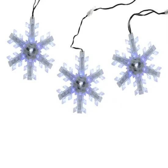 3ct. Cascading White and Blue LED Snowfall Snowflake Christmas Light Set {1}