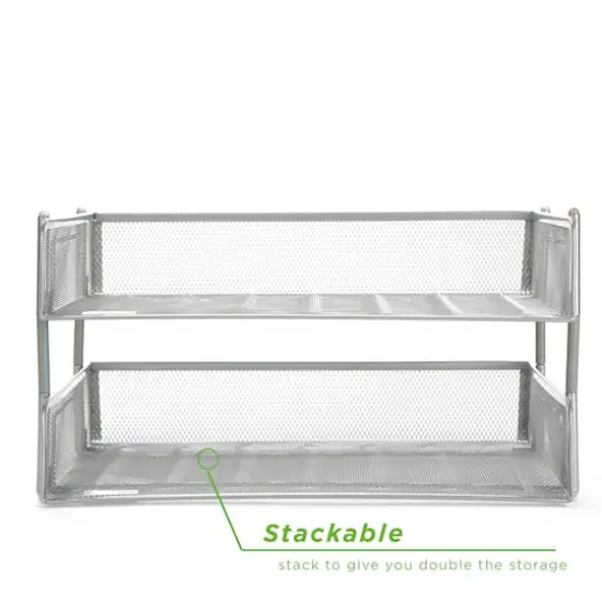Mind Reader 2 Pack Silver Stackable Metal Mesh Organizer {6}