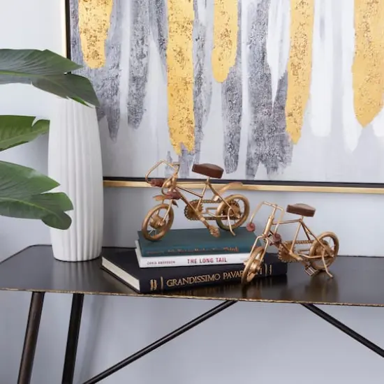 9.75" Gold Finish Metal Bike Tabletop Sculptures, 2ct. {3}