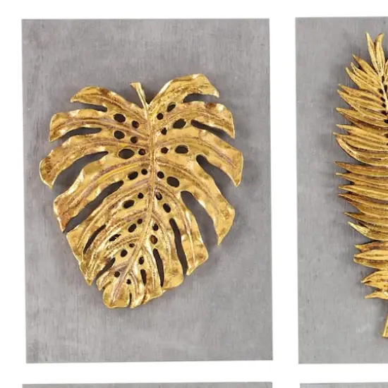 Gold Concrete Modern Floral Wall D&eacute;cor Set {5}