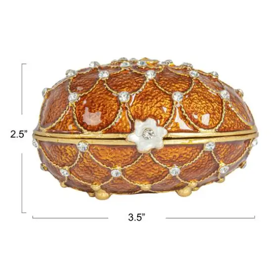Hello Honey&reg; 3.5" Amber Jeweled Egg Trinket Box {11}