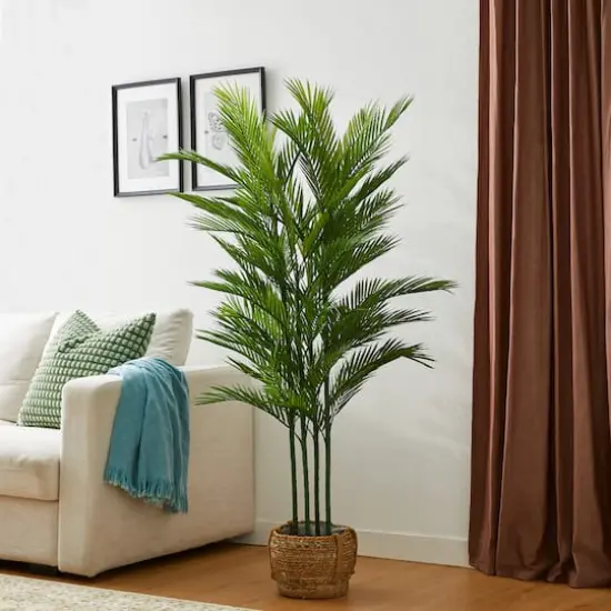 Glitzhome&reg; 5ft. Potted Faux Palm Tree {4}