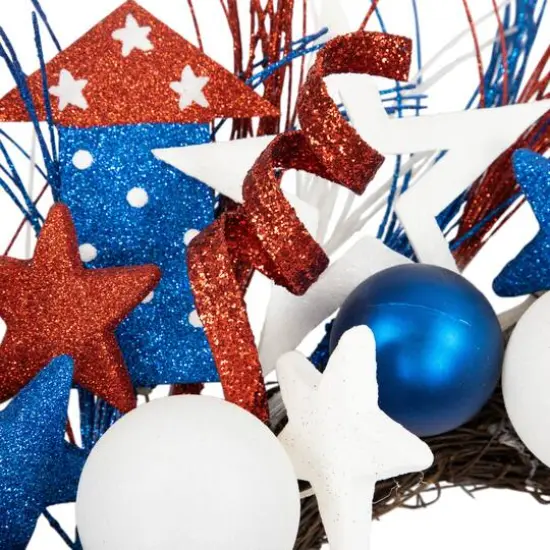 22" Glittered Stars & Rockets Patriotic Wreath {7}