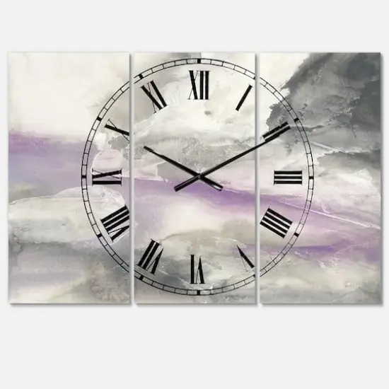 Designart 'Watercolor Minimal Purple Tones I Farmhouse Multipanel Wall Clock {1}