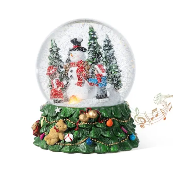 Glitzhome&reg; 150mm Christmas Resin Lighted Musical Snowflakes Snowman Waterglobe {1}