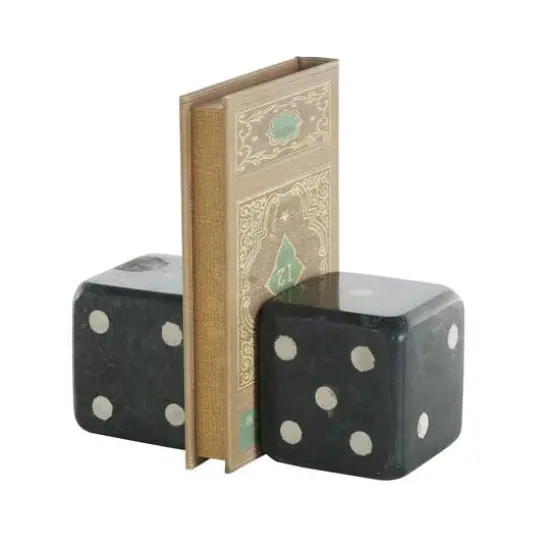 Green Marble Dice Decorative Bookends with White Accents {7}