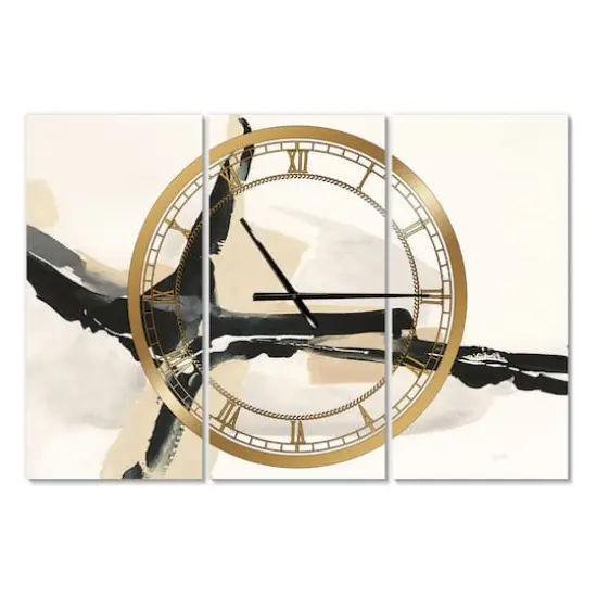 Designart 'Creamy Tan Form Ii Modern Multipanel Wall Clock {1}