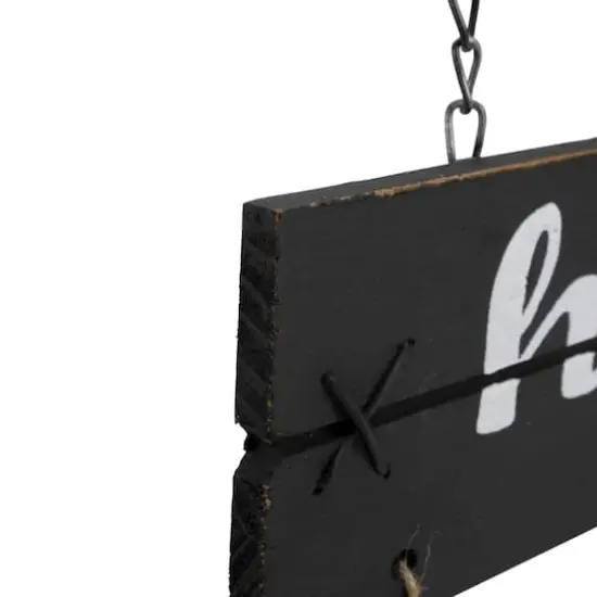 17" Black Bat & Happy Halloween Metal Hanging Sign {4}