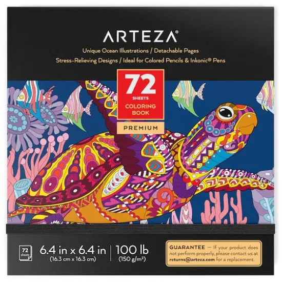 Arteza&reg; 6.4" x 6.4" Ocean Coloring Book {1}