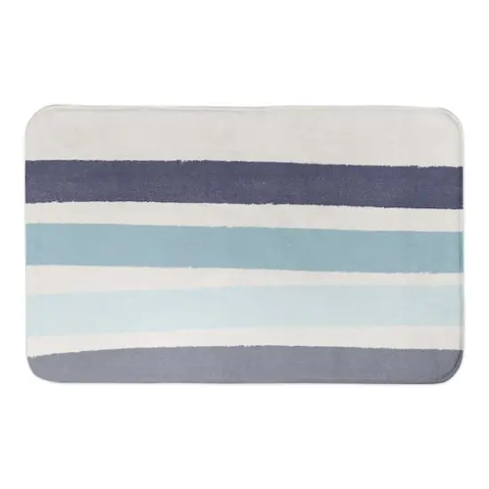 Abstract Blue Stripes Bath Mat {1}