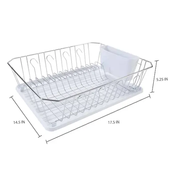 Kitchen Details White 3-Piece Chrome Dish Rack Set {6}