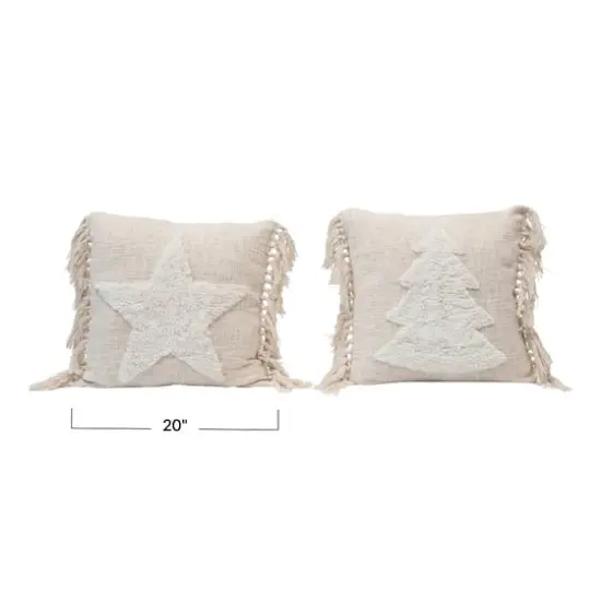 Hello Honey&reg; Cream Cotton Blend Punch Hook Pillow with Tassels Set {4}