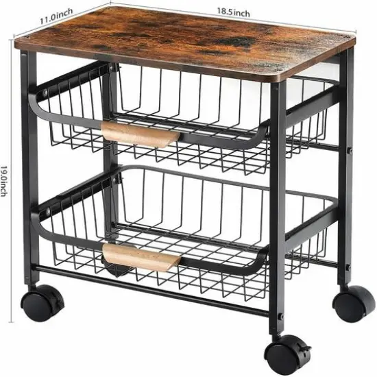 Rustic Brown 3-Tier Utility Cart {3}