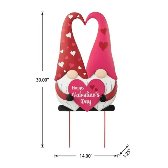 Glitzhome&reg; 30" Valentine's Metal Gnome Couple Yard Stake {9}